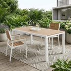 35" White Heavy Duty Plastic Folding Outdoor Dining Table with Umbrella Hole
