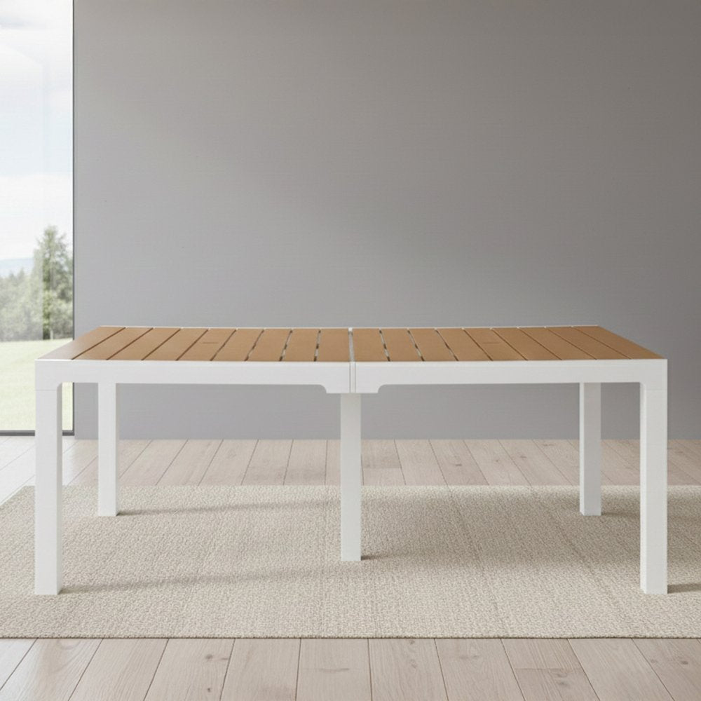 35" White Heavy Duty Plastic Folding Outdoor Dining Table with Umbrella Hole