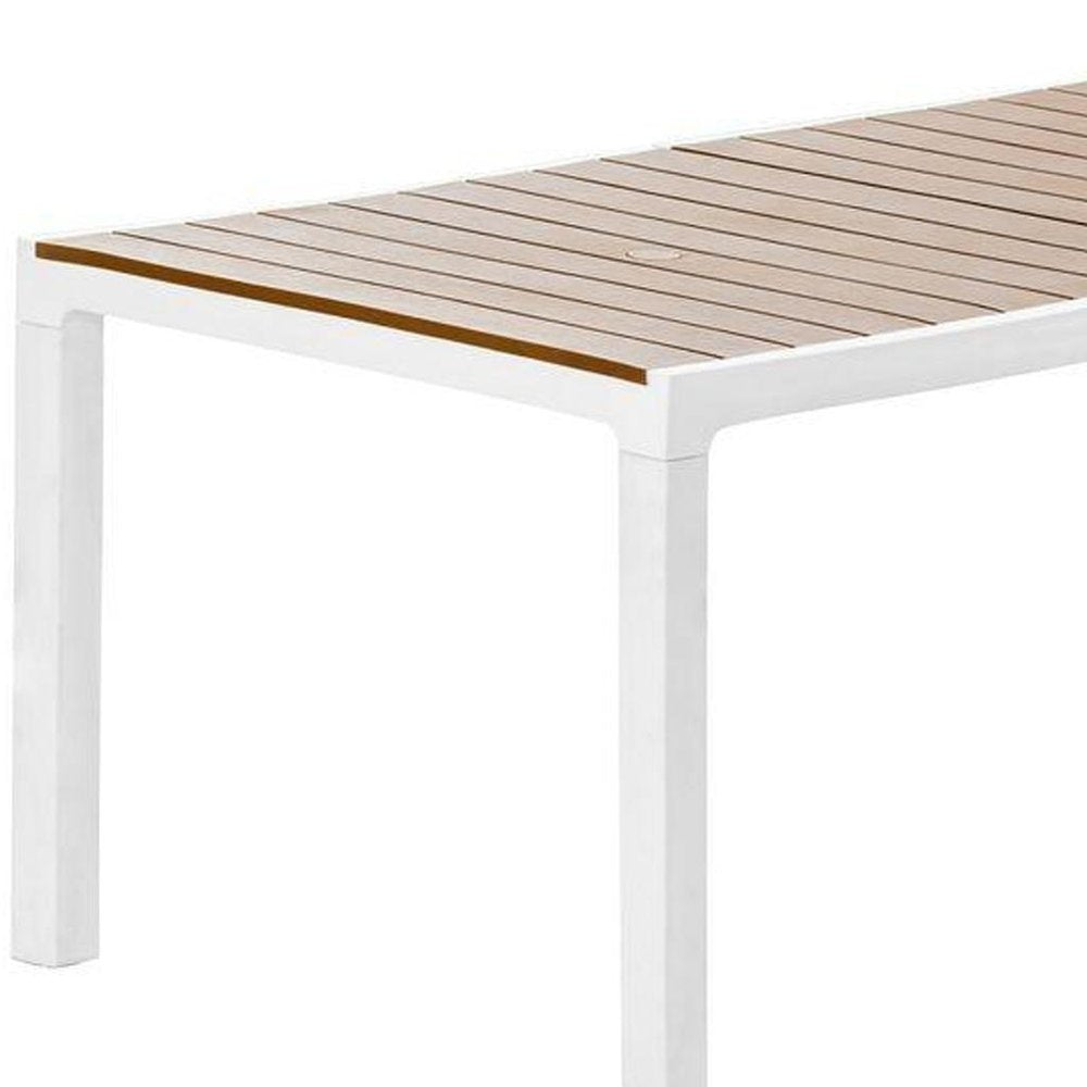 35" White Heavy Duty Plastic Folding Outdoor Dining Table with Umbrella Hole