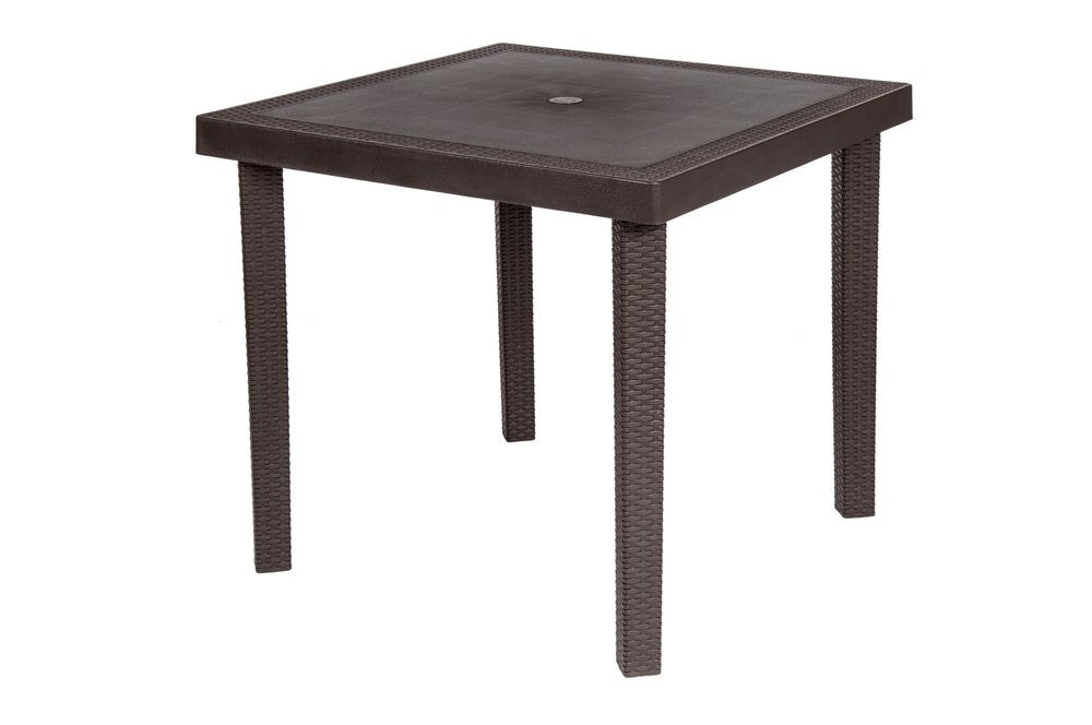31" Espresso Heavy Duty Plastic Square Outdoor Dining Table with Umbrella Hole