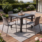 31" Espresso Heavy Duty Plastic Square Outdoor Dining Table with Umbrella Hole