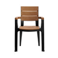 Set of Four Black Textured Heavy Duty Plastic Outdoor Stacking Arm Chairs
