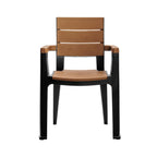 Set of Four Black Textured Heavy Duty Plastic Outdoor Stacking Arm Chairs