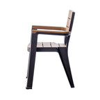 Set of Four Black Textured Heavy Duty Plastic Outdoor Stacking Arm Chairs