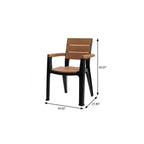 Set of Four Black Textured Heavy Duty Plastic Outdoor Stacking Arm Chairs