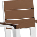 Set of Four White Textured Heavy Duty Plastic Outdoor Stacking Arm Chairs
