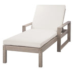 72" Gray Solid and Manufactured Wood Five Position Adjustable Outdoor Chaise Lounge with White Cushion