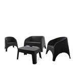 Four Piece Espresso Plastic Outdoor Patio Set With Table