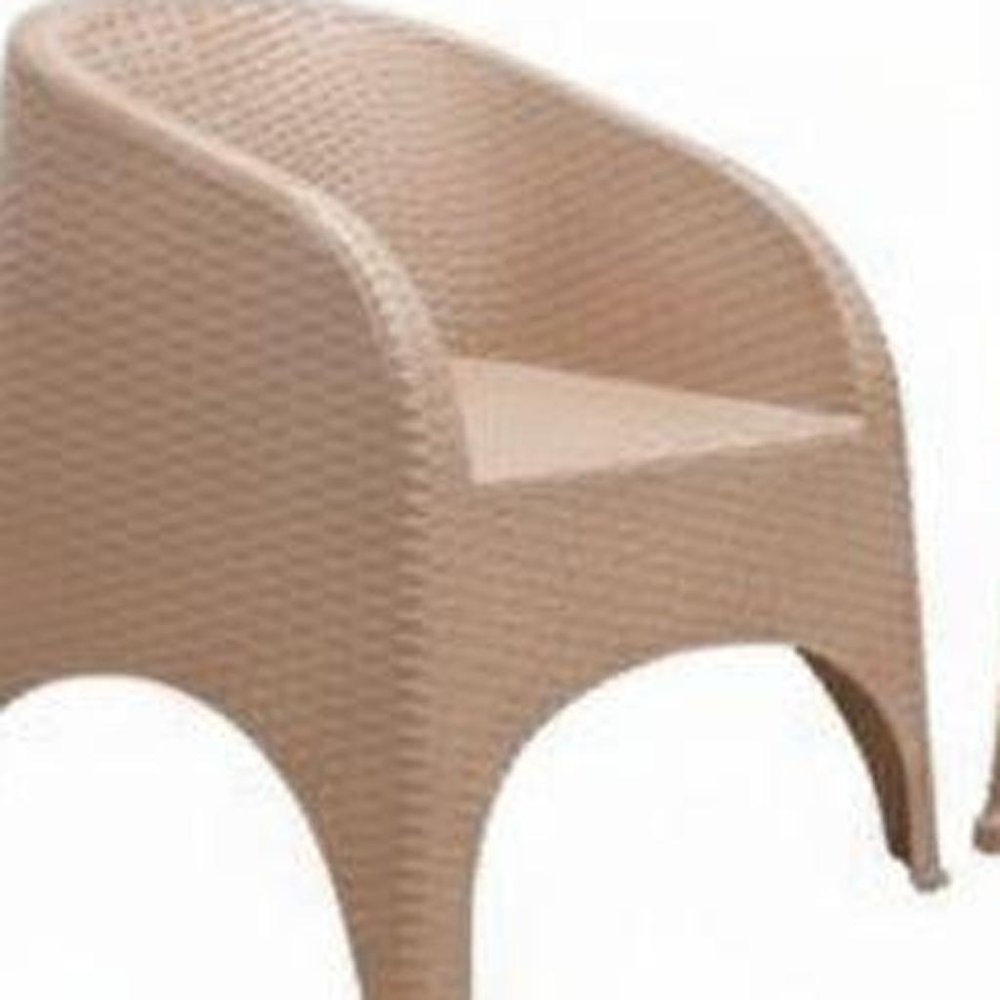Four Piece Taupe Plastic Outdoor Patio Set With Table