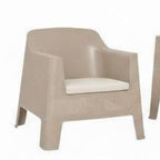 Four Piece Taupe and Beige Plastic Upholstered Cushions Outdoor Patio Set With Table