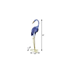 34" Blue And Gold Metal Birds Garden Accents Accessories