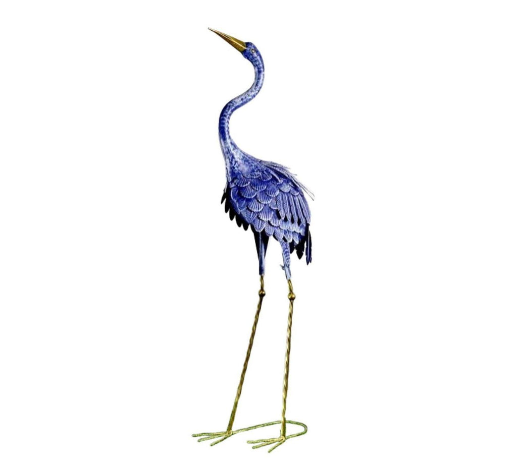 37" Blue And Gold Metal Birds Garden Accents Accessories