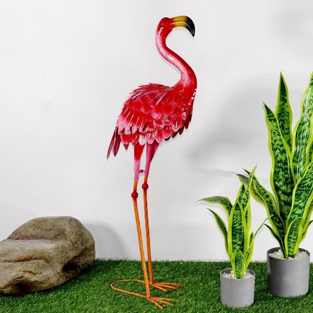 33" Pink Metal Flamingo Garden Accents Accessories