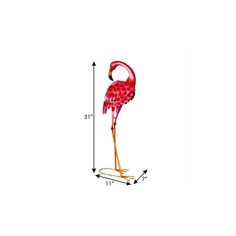 31" Pink Metal Flamingo Garden Accents Accessories