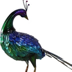 18" Blue And Green Metal Birds Garden Accents Accessories