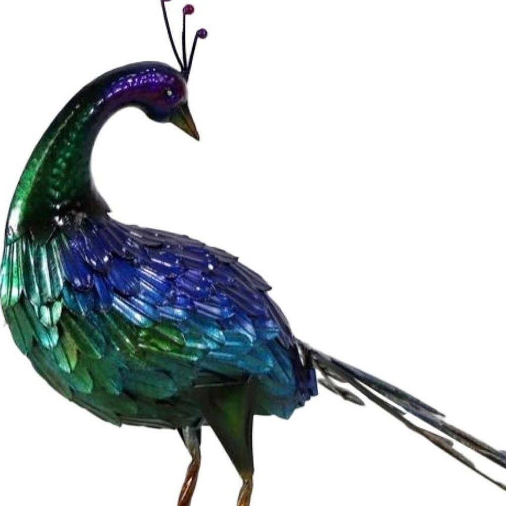 18" Blue And Green Metal Birds Garden Accents Accessories