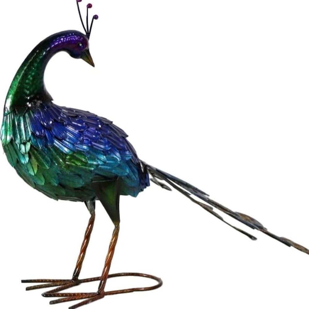 18" Blue And Green Metal Birds Garden Accents Accessories