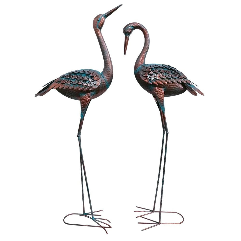 47" Copper And Green Metal Birds Garden Accents Accessories