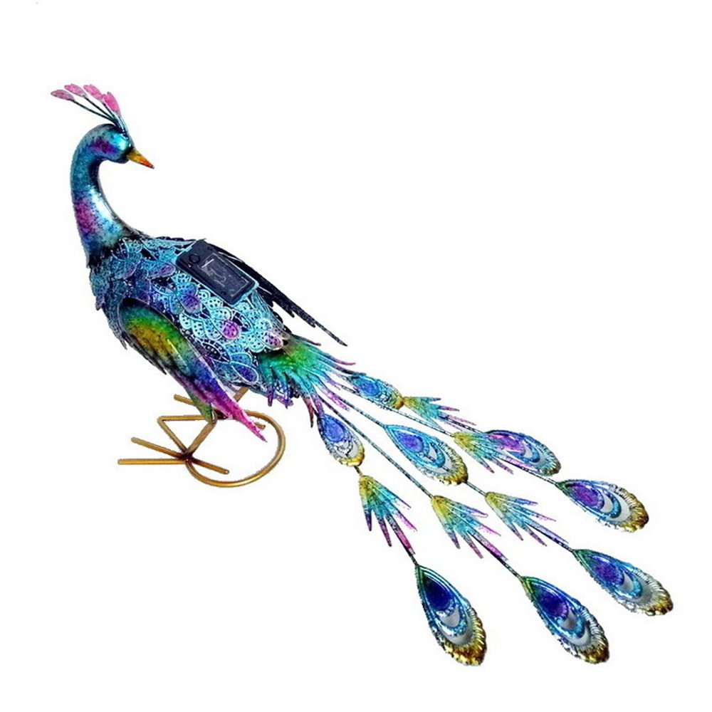 16" Purple Blue And Yellow Metal LED lights Birds Garden Accents Accessories