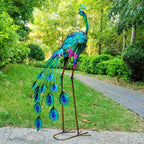 35" Purple And Blue Metal LED lights Birds Garden Accents Accessories