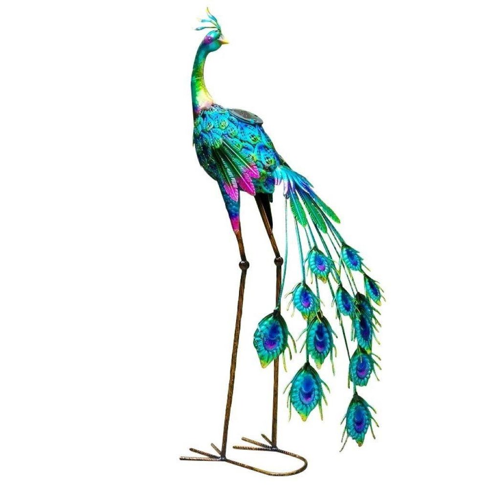 35" Purple And Blue Metal LED lights Birds Garden Accents Accessories