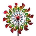 78" Red Green And Yellow Metal Windmill