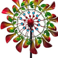78" Red Green And Yellow Metal Windmill