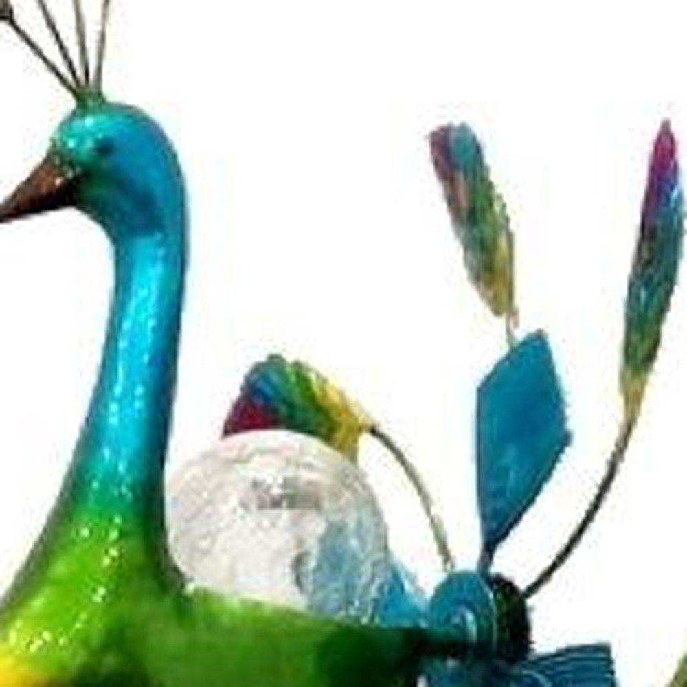 67" Blue And Green Metal LED lights Birds Windmill