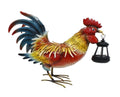 18" Red Blue And Yellow Metal Rooster Outdoor LED Light