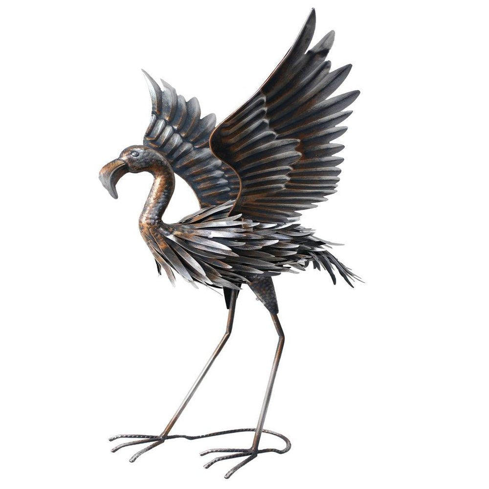 26" Copper And Silver Metal Flamingo Garden Accents Accessories