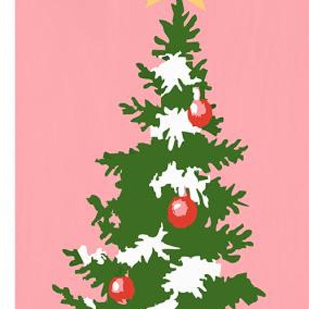 47" Pink And Green Solid Wood Christmas Christmas Tree Porch Sign