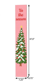 47" Pink And Green Solid Wood Christmas Christmas Tree Porch Sign
