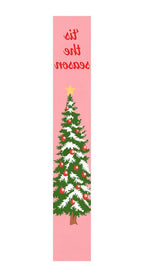59" Green Pink And White Solid Wood Christmas Christmas Tree Porch Sign