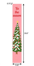 59" Green Pink And White Solid Wood Christmas Christmas Tree Porch Sign