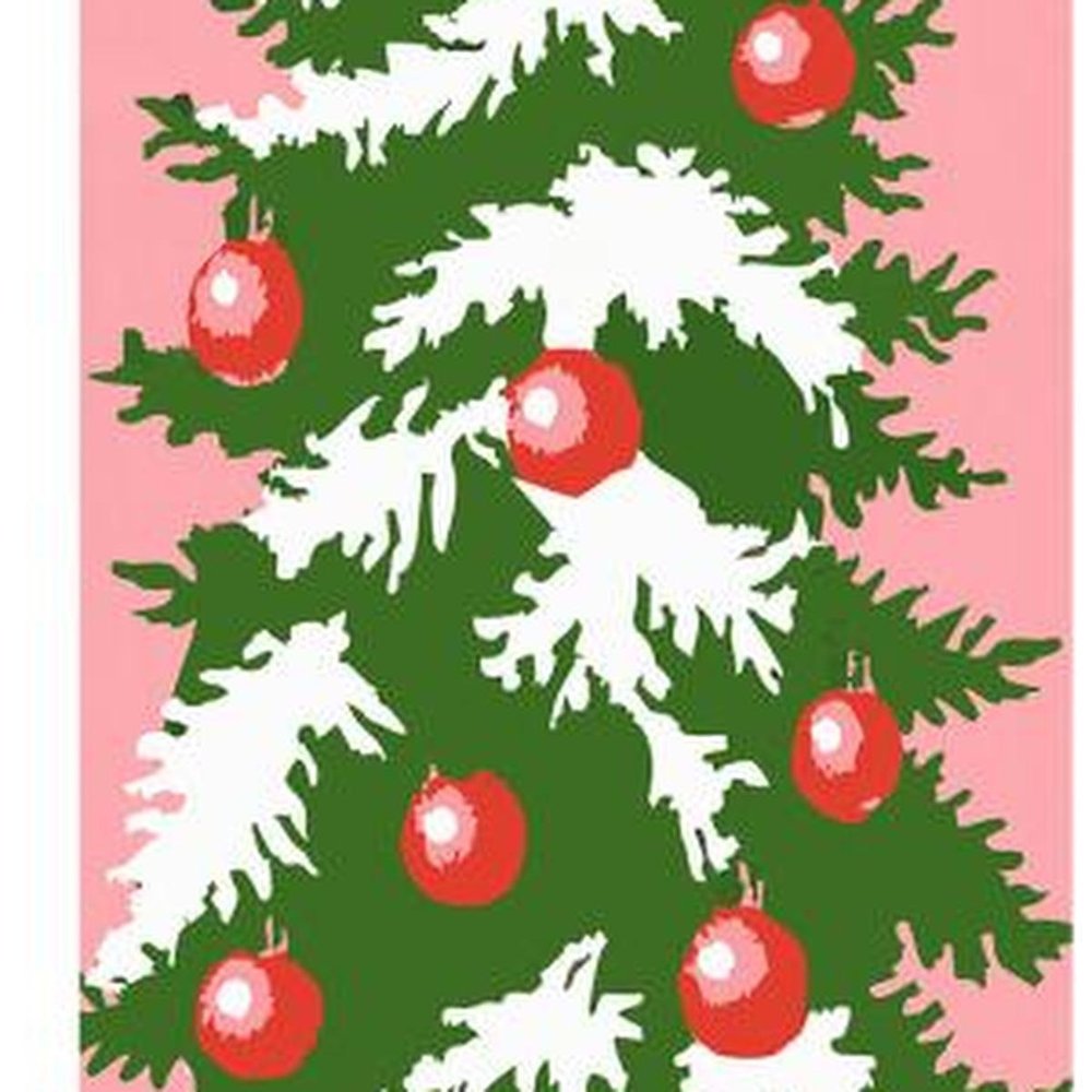 59" Green Pink And White Solid Wood Christmas Christmas Tree Porch Sign