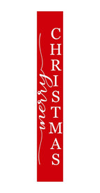 47" Red And White Solid Wood Merry Christmas Christmas Snow Scene Porch Sign