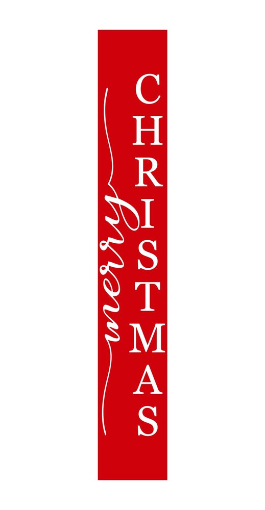 47" Red And White Solid Wood Merry Christmas Christmas Snow Scene Porch Sign
