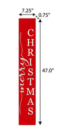 47" Red And White Solid Wood Merry Christmas Christmas Snow Scene Porch Sign