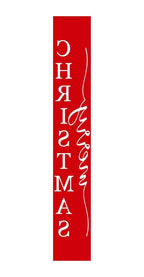 59" Red And White Solid Wood Merry Christmas Christmas Snow Scene Porch Sign