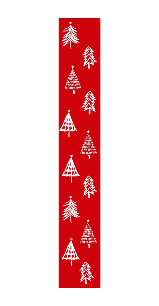 47" Red And White Solid Wood Christmas Christmas Trees Porch Sign