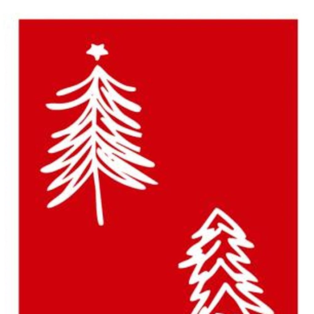 47" Red And White Solid Wood Christmas Christmas Trees Porch Sign