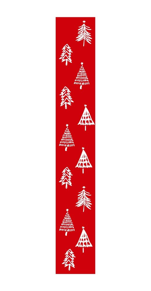 47" Red And White Solid Wood Christmas Christmas Trees Porch Sign