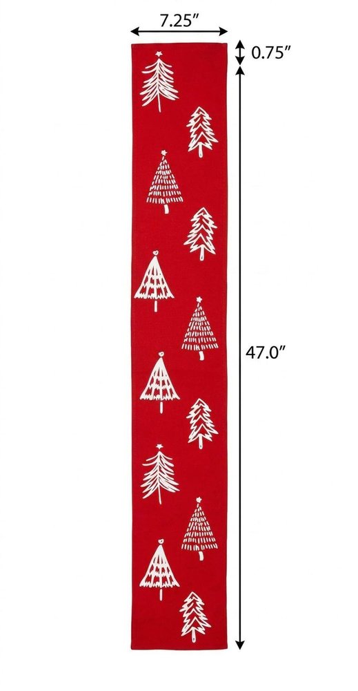47" Red And White Solid Wood Christmas Christmas Trees Porch Sign
