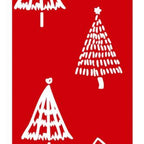 47" Red And White Solid Wood Christmas Christmas Trees Porch Sign