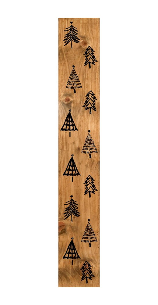 47" Black And Natural Solid Wood Christmas Christmas Trees Porch Sign