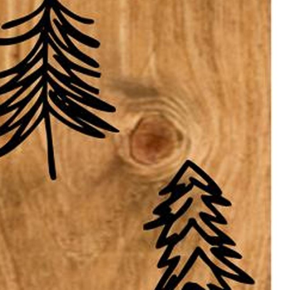 47" Black And Natural Solid Wood Christmas Christmas Trees Porch Sign