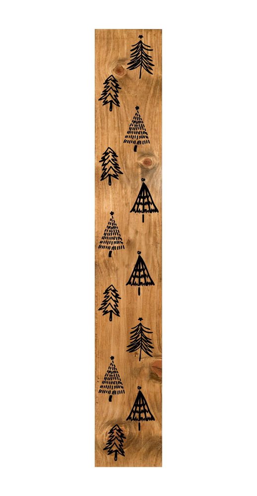 47" Black And Natural Solid Wood Christmas Christmas Trees Porch Sign