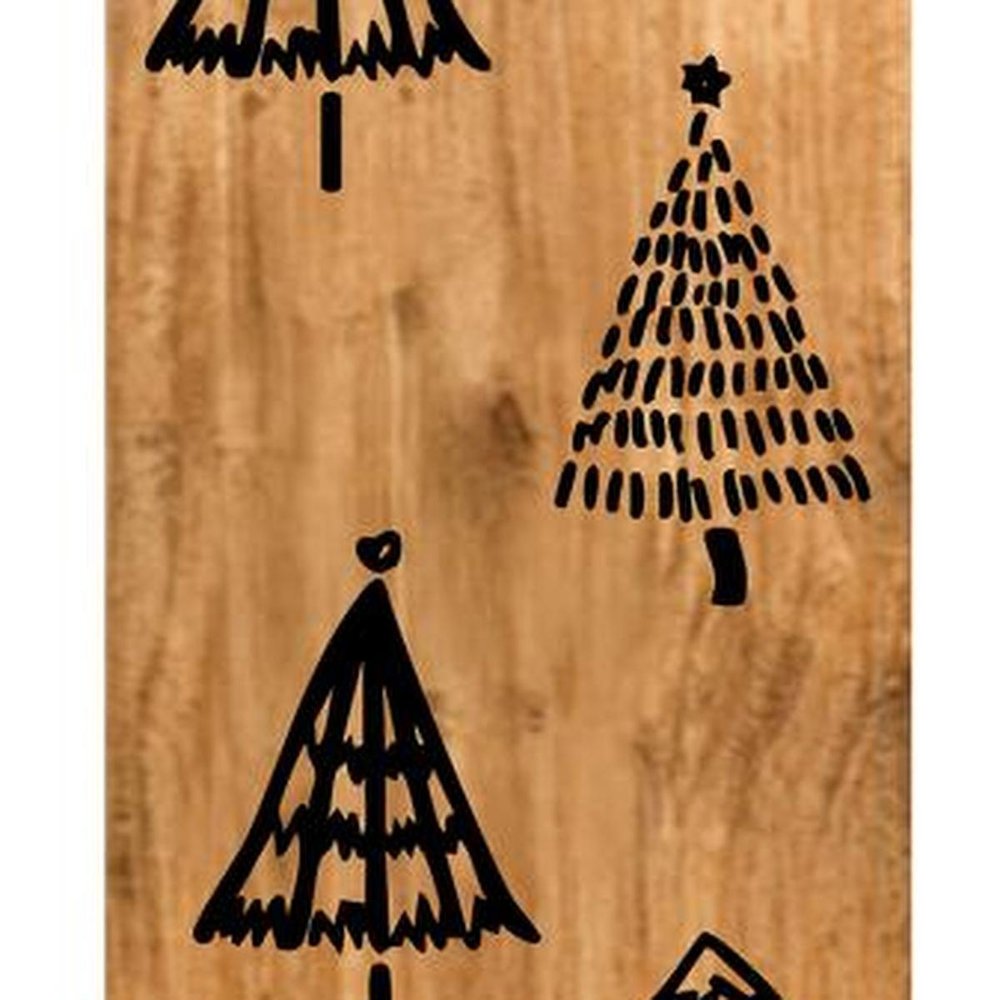 47" Black And Natural Solid Wood Christmas Christmas Trees Porch Sign