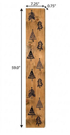 59" Black And Natural Solid Wood Christmas Christmas Trees Porch Sign