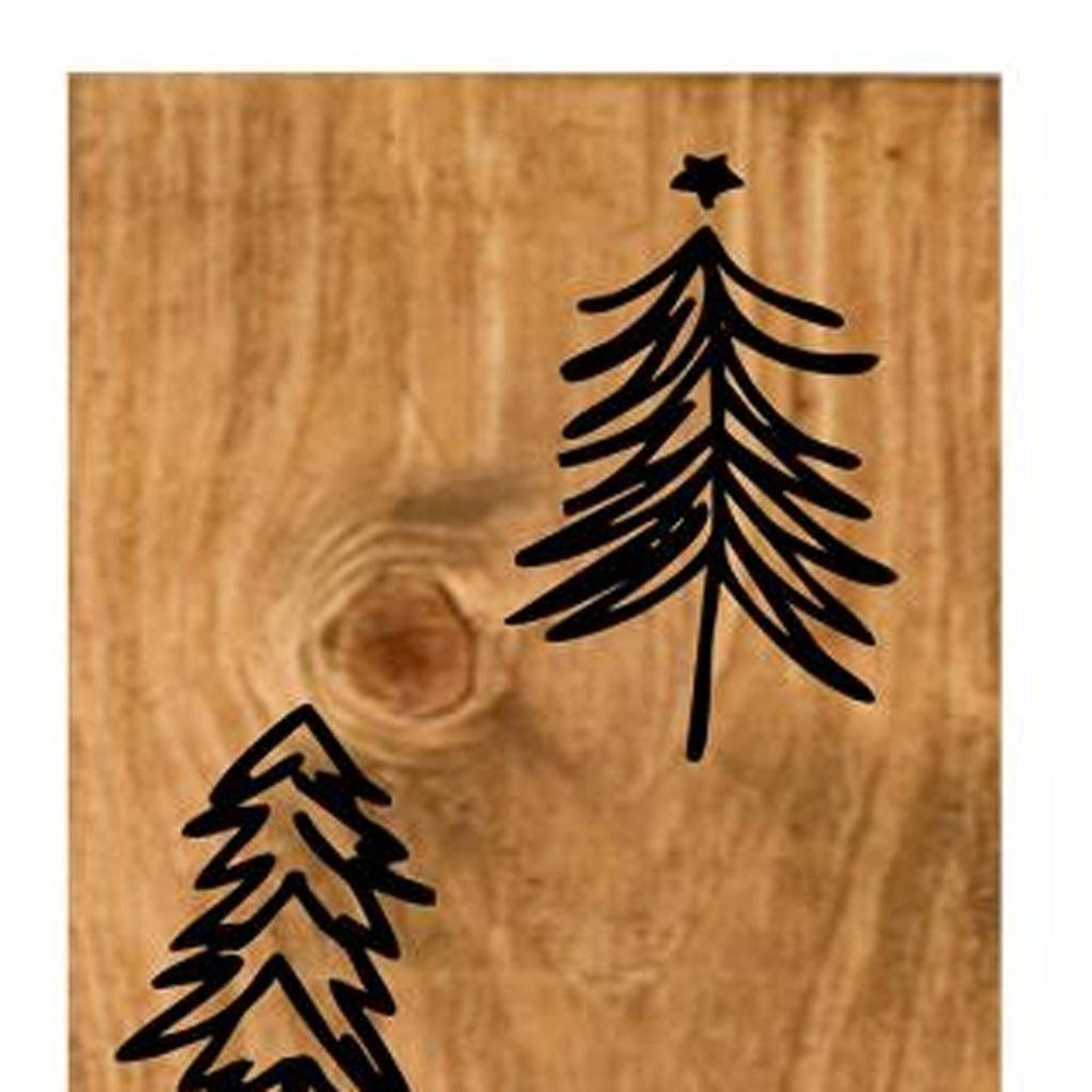59" Black And Natural Solid Wood Christmas Christmas Trees Porch Sign